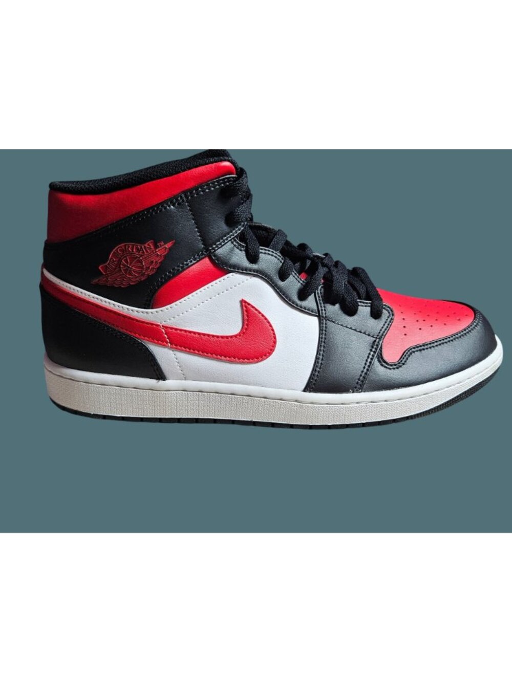 Air Jordan 1 Mid "Bred Toe" Sneakers Men Size 13 White/Black/Fire Red - Picture 11 of 16